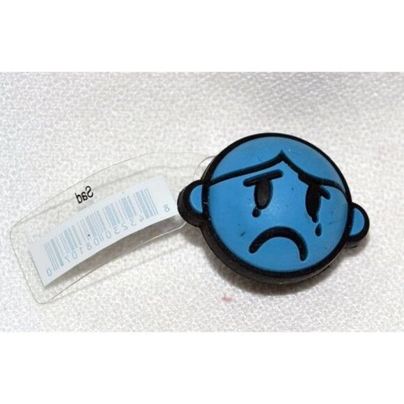 Blue Sad Face Jibbitz™ will fit in Clog type shoes with holes Shoe Charm Express - Picture 1 of 1